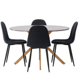 Jídelní stůl Piazza – přírodní / tmavě šedý stříkaný kámen + jídelní židle Polar – černé nohy – černá látka _4