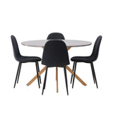 Jídelní stůl Piazza – přírodní / tmavě šedý stříkaný kámen + jídelní židle Polar – černé nohy – černá látka _4