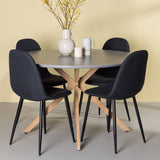 Jídelní stůl Piazza – přírodní / tmavě šedý stříkaný kámen + jídelní židle Polar – černé nohy – černá látka _4