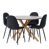 Jídelní stůl Piazza – přírodní / tmavě šedý stříkaný kámen + jídelní židle Polar – černé nohy – černá látka _4