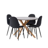 Jídelní stůl Piazza – přírodní / tmavě šedý stříkaný kámen + jídelní židle Polar – černé nohy – černá látka _4