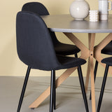 Jídelní stůl Piazza – přírodní / tmavě šedý stříkaný kámen + jídelní židle Polar – černé nohy – černá látka _4