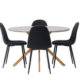 Jídelní stůl Piazza – přírodní / tmavě šedý stříkaný kámen + jídelní židle Polar – černé nohy – černá látka _4