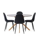 Jídelní stůl Piazza – přírodní / tmavě šedý stříkaný kámen + jídelní židle Polar – černé nohy – černá látka _4