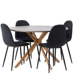 Jídelní stůl Piazza – přírodní / tmavě šedý stříkaný kámen + jídelní židle Polar – černé nohy – černá látka _4