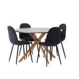 Jídelní stůl Piazza – přírodní / tmavě šedý stříkaný kámen + jídelní židle Polar – černé nohy – černá látka _4