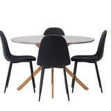 Jídelní stůl Piazza – přírodní / tmavě šedý stříkaný kámen + jídelní židle Polar – černé nohy – černá látka _4