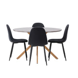 Jídelní stůl Piazza – přírodní / tmavě šedý stříkaný kámen + jídelní židle Polar – černé nohy – černá látka _4