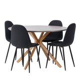 Jídelní stůl Piazza – přírodní / tmavě šedý stříkaný kámen + jídelní židle Polar – černé nohy – černá látka _4