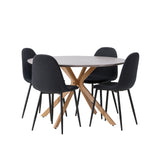 Jídelní stůl Piazza – přírodní / tmavě šedý stříkaný kámen + jídelní židle Polar – černé nohy – černá látka _4