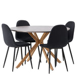 Jídelní stůl Piazza – přírodní / tmavě šedý stříkaný kámen + jídelní židle Polar – černé nohy – černá látka _4