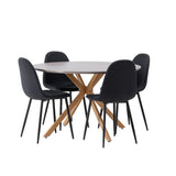 Jídelní stůl Piazza – přírodní / tmavě šedý stříkaný kámen + jídelní židle Polar – černé nohy – černá látka _4