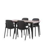 Jídelní stůl Tempe – černá / ořechová MDF + jídelní židle Baltimore – černá / černý plast _4