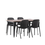 Jídelní stůl Tempe – černá / ořechová MDF + jídelní židle Baltimore – černá / černý plast _4