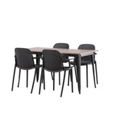 Jídelní stůl Tempe – černá / ořechová MDF + jídelní židle Baltimore – černá / černý plast _4