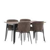 Jídelní stůl Tempe - Černá / Ořech MDF + Jídelní židle Modesto - Béžová / Béžová Boucle _4