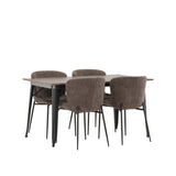 Jídelní stůl Tempe - Černá / Ořech MDF + Jídelní židle Modesto - Béžová / Béžová Boucle _4