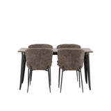 Jídelní stůl Tempe - Černá / Ořech MDF + Jídelní židle Modesto - Béžová / Béžová Boucle _4