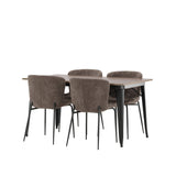 Jídelní stůl Tempe - Černá / Ořech MDF + Jídelní židle Modesto - Béžová / Béžová Boucle _4