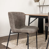 Jídelní stůl Tempe - Černá / Ořech MDF + Jídelní židle Modesto - Béžová / Béžová Boucle _4