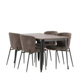 Jídelní stůl Tempe - Černá / Ořech MDF + Jídelní židle Modesto - Béžová / Béžová Boucle _4