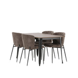 Jídelní stůl Tempe - Černá / Ořech MDF + Jídelní židle Modesto - Béžová / Béžová Boucle _4