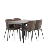 Jídelní stůl Tempe - Černá / Ořech MDF + Jídelní židle Modesto - Béžová / Béžová Boucle _4