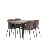 Jídelní stůl Tempe - Černá / Ořech MDF + Jídelní židle Modesto - Béžová / Béžová Boucle _4