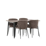 Jídelní stůl Tempe - Černá / Ořech MDF + Jídelní židle Modesto - Béžová / Béžová Boucle _4