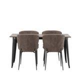 Jídelní stůl Tempe - Černá / Ořech MDF + Jídelní židle Modesto - Béžová / Béžová Boucle _4