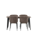 Jídelní stůl Tempe - Černá / Ořech MDF + Jídelní židle Modesto - Béžová / Béžová Boucle _4