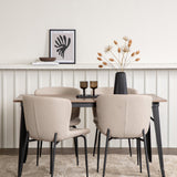 Jídelní stůl Tempe - černá / ořechová MDF + jídelní židle Modesto - šedá / kouřová černá Boucle _4