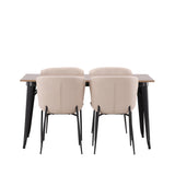 Jídelní stůl Tempe - černá / ořechová MDF + jídelní židle Modesto - šedá / kouřová černá Boucle _4