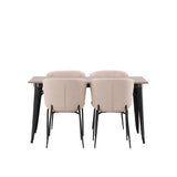 Jídelní stůl Tempe - černá / ořechová MDF + jídelní židle Modesto - šedá / kouřová černá Boucle _4