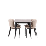 Jídelní stůl Tempe - černá / ořechová MDF + jídelní židle Modesto - šedá / kouřová černá Boucle _4