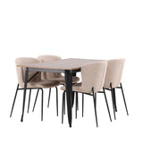 Jídelní stůl Tempe - černá / ořechová MDF + jídelní židle Modesto - šedá / kouřová černá Boucle _4