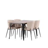 Jídelní stůl Tempe - černá / ořechová MDF + jídelní židle Modesto - šedá / kouřová černá Boucle _4