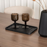 Jídelní stůl Tempe - černá / ořechová MDF + jídelní židle Modesto - šedá / kouřová černá Boucle _4