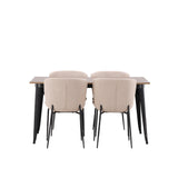 Jídelní stůl Tempe - černá / ořechová MDF + jídelní židle Modesto - šedá / kouřová černá Boucle _4