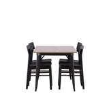 Jídelní stůl Tempe - Černá / Ořech MDF + Jídelní židle Montros - Přírodní / Přírodní kaučukové dřevo _4