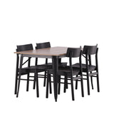 Jídelní stůl Tempe - Černá / Ořech MDF + Jídelní židle Montros - Přírodní / Přírodní kaučukové dřevo _4