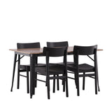 Jídelní stůl Tempe - Černá / Ořech MDF + Jídelní židle Montros - Přírodní / Přírodní kaučukové dřevo _4