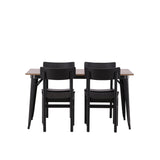 Jídelní stůl Tempe - Černá / Ořech MDF + Jídelní židle Montros - Přírodní / Přírodní kaučukové dřevo _4