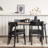 Jídelní stůl Tempe - Černá / Ořech MDF + Jídelní židle Montros - Přírodní / Přírodní kaučukové dřevo _4