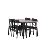 Jídelní stůl Tempe - Černá / Ořech MDF + Jídelní židle Montros - Přírodní / Přírodní kaučukové dřevo _4