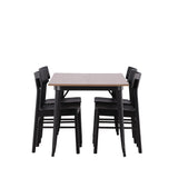 Jídelní stůl Tempe - Černá / Ořech MDF + Jídelní židle Montros - Přírodní / Přírodní kaučukové dřevo _4