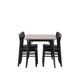 Jídelní stůl Tempe - Černá / Ořech MDF + Jídelní židle Montros - Přírodní / Přírodní kaučukové dřevo _4