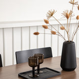 Jídelní stůl Tempe - Černá / Ořech MDF + Jídelní židle Montros - Přírodní / Přírodní kaučukové dřevo _4