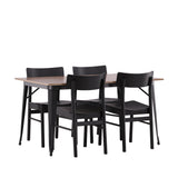 Jídelní stůl Tempe - Černá / Ořech MDF + Jídelní židle Montros - Přírodní / Přírodní kaučukové dřevo _4