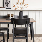 Jídelní stůl Tempe - Černá / Ořech MDF + Jídelní židle Montros - Přírodní / Přírodní kaučukové dřevo _4